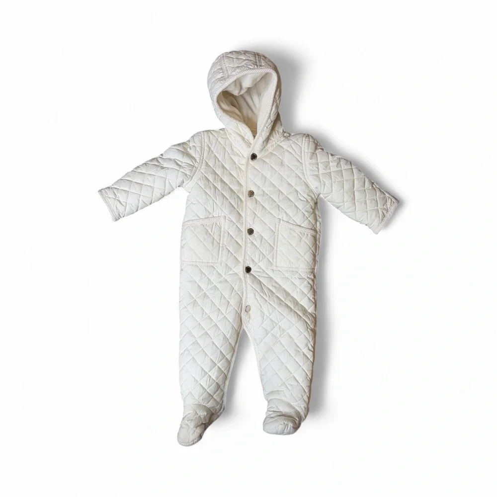 Ralph Lauren Quilted Baby Snowsuit Hooded Cream Size 9M